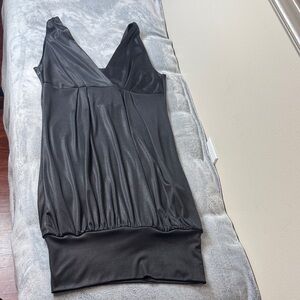 Vintage 2000s Rampage Black Criss-Cross Neck Dress - Wide Banded Hem - Size S